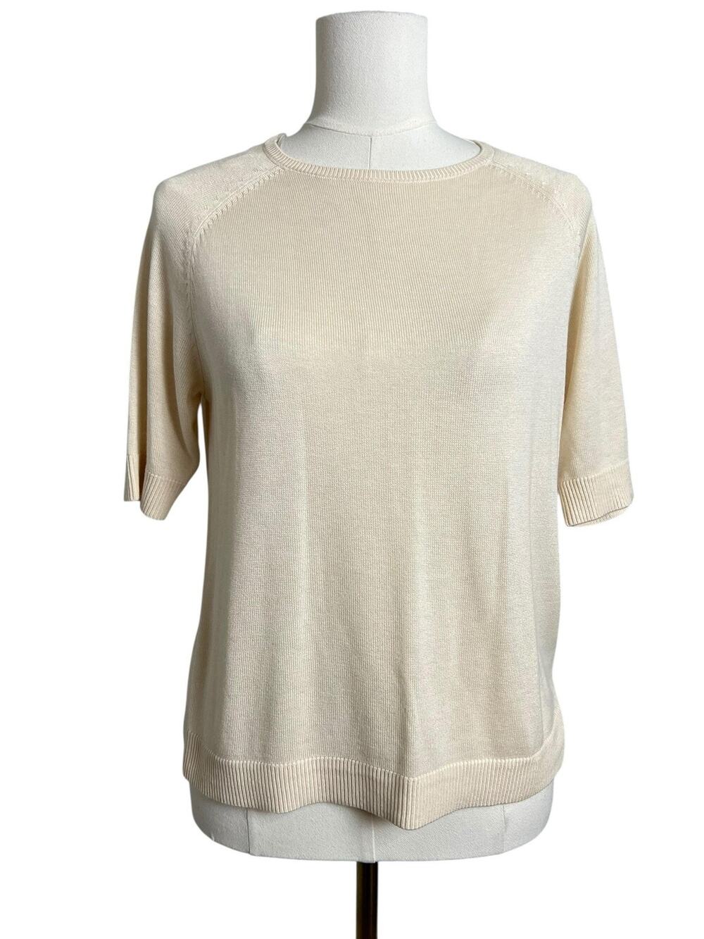 H&M Pullover Sweater Womens XS White Short Sleeve Lightweight Knit Office Top